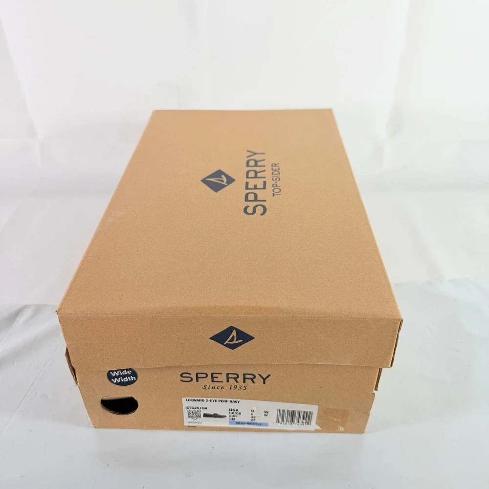 Sperry Men's Leeward 2-Eye Perf Navy Boat Shoes Size 9 W New